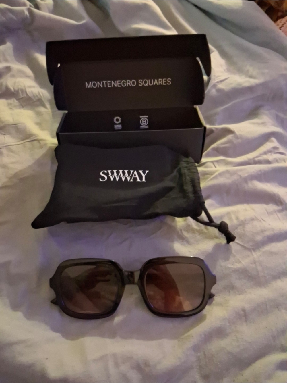 SWAY Montenegro Squares Women's Black Sunglasses